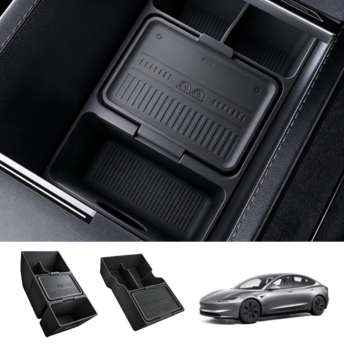 Center Console & Armrest Silicone Storage Organizer Set for Tesla Model 3 Highland 2024+ - T-Launch