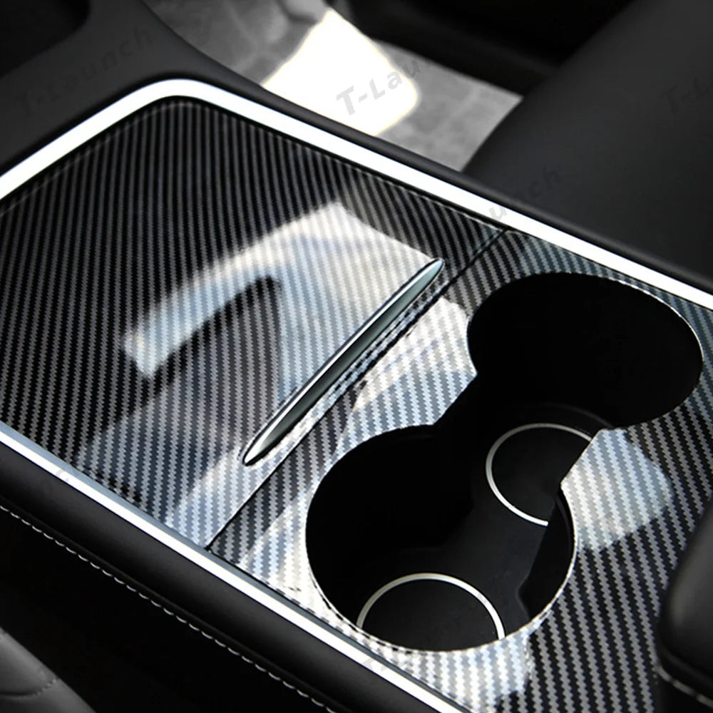 Model 3 & Y Center Console Cover (kolfibermönster ABS) (Gen.2) för Tesla(2021-2023)