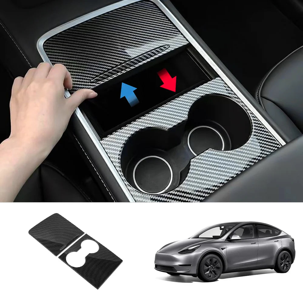 Model 3 & Y keskikonsolin suojus (hiilikuitukuvioinen ABS) (Gen.2) varten Tesla(2021–2023)