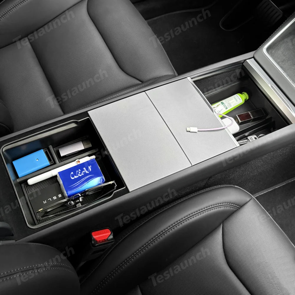 Organizador de consola central e caixa de apoio de braço para Tesla Model Y Juniper 2025+