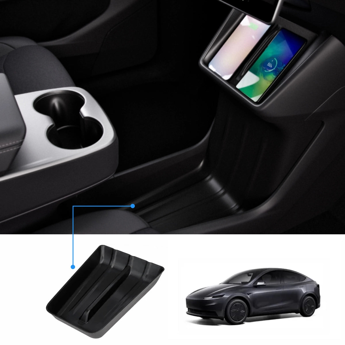 TPE Center Console Lower Storage Organizer Tray for Tesla Model Y Juniper Standard 2025+