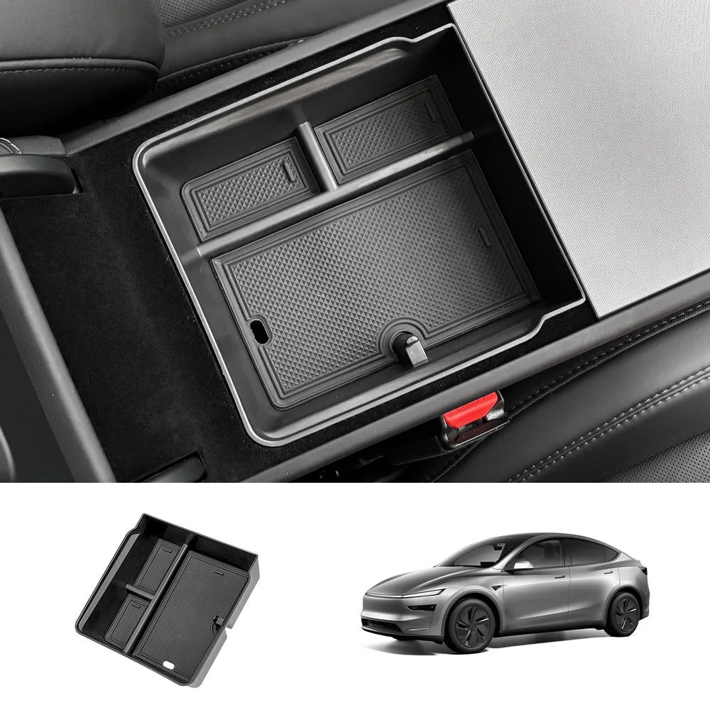 Organizador de consola central e caixa de apoio de braço para Tesla Model Y Juniper 2025+