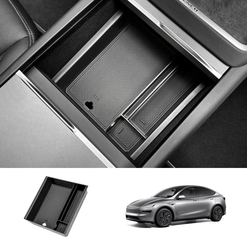 Organizador de consola central e caixa de apoio de braço para Tesla Model Y Juniper 2025+
