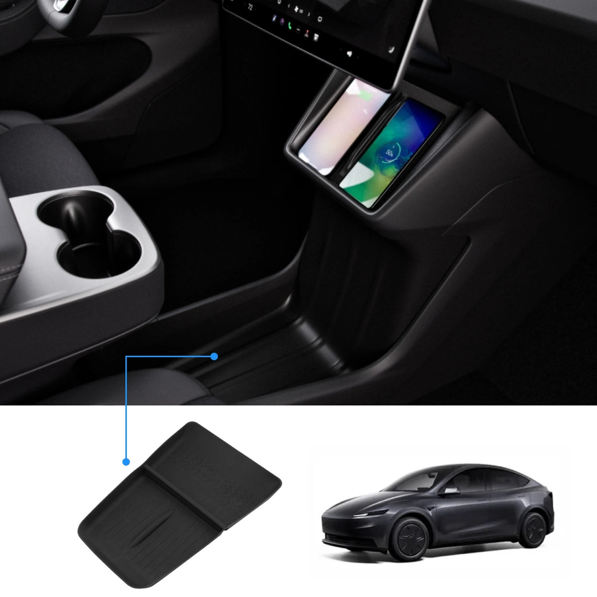 Lower Center Console Organizer Mat for Tesla Model Y Standard 2025+