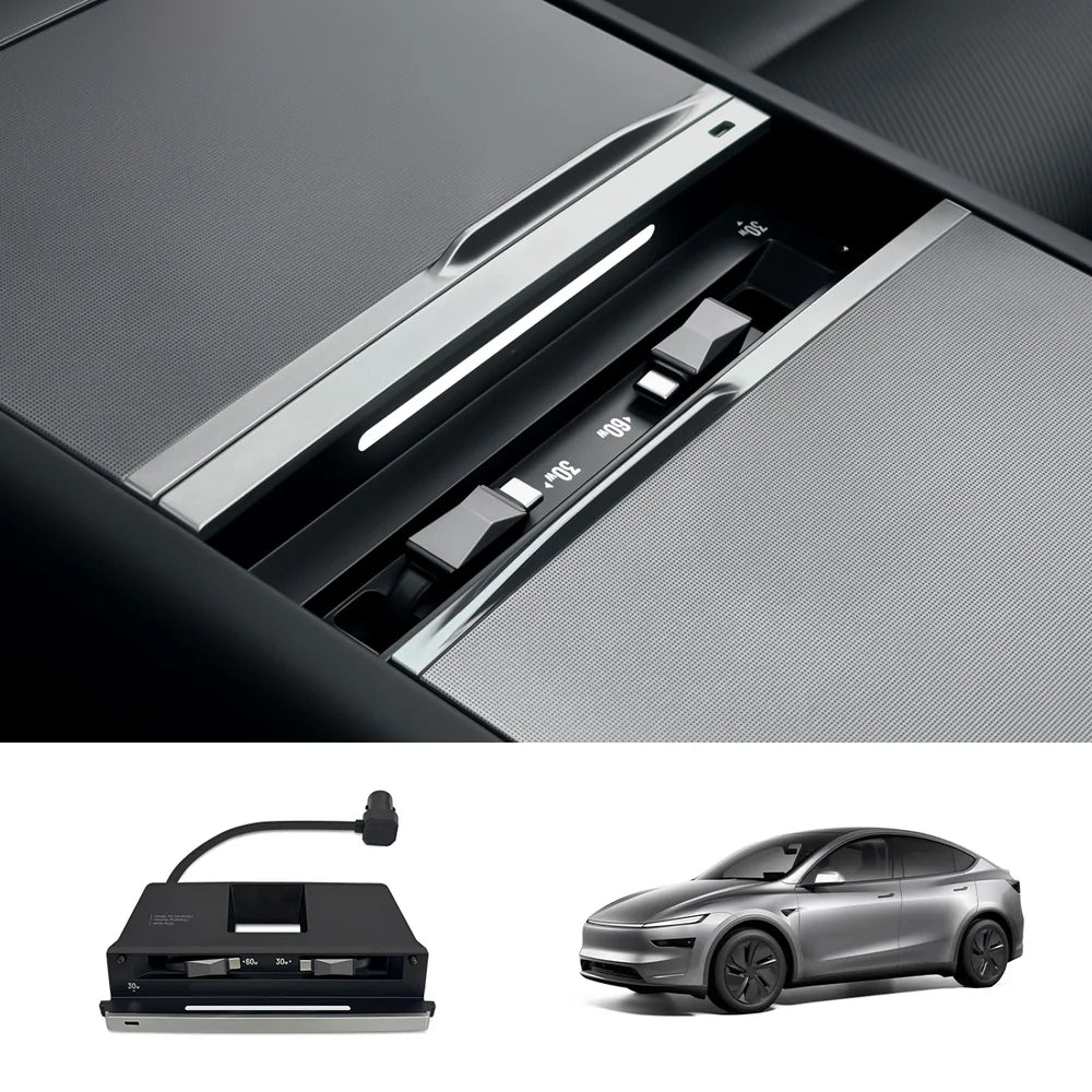 Fast-Charging GaN Center Console USB Hub Dock for Tesla Model Y Juniper 2025+
