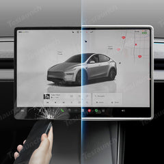 All-in-One Central Screen Tempered Glass & Frame Cover for Tesla Model Y Juniper 2025+