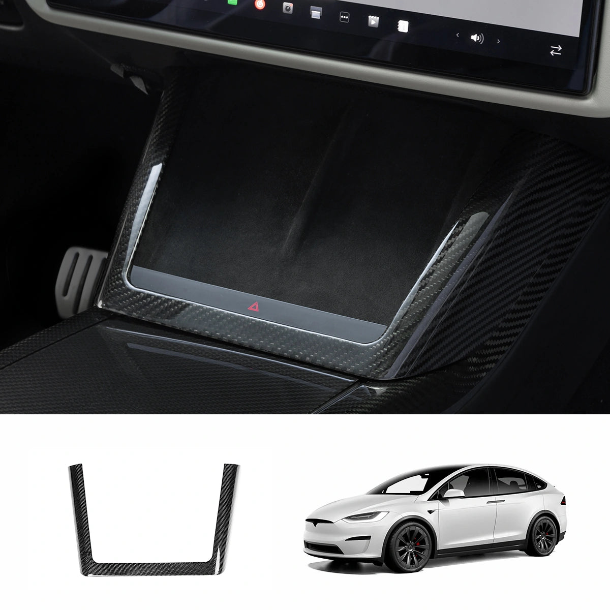 [Real Carbon Fiber] Central Control Charging Frame Cover For Model X 2021+