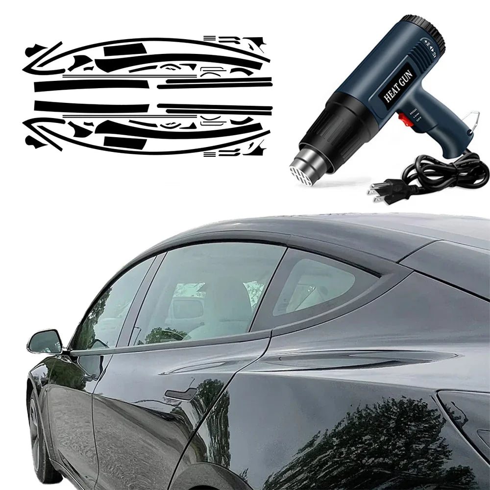 Chrome Verwijder Blackout Vinyl Overlay voor 2017-2023 Tesla Model 3 - Matzwart