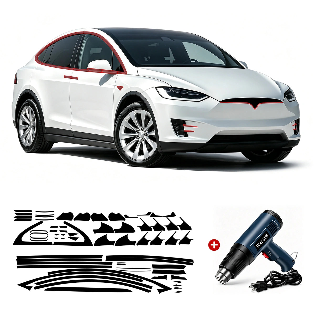 Complete Chrome Delete Vinyl Wrap Kit for Tesla Model X 2015-2020