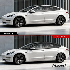 Revestimento de vinil Chrome Delete Blackout para 2017-2023 Tesla Model 3 - Preto fosco