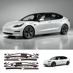Revestimento de vinil Chrome Delete Blackout para 2017-2023 Tesla Model 3 - Preto fosco