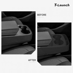 Silicone Integrated Cup Holder & Storage Organizer for Tesla Model Y Standard 2026+