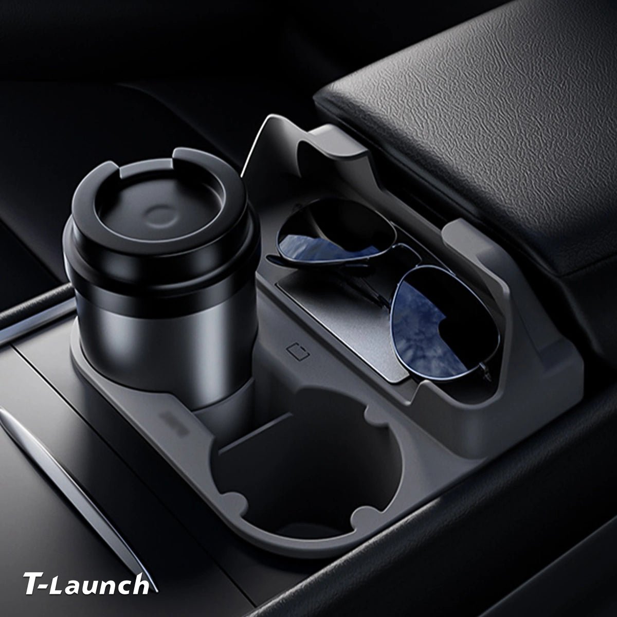 Center Console Cup Holder & Sunglasses Organizer for Tesla Model 3 2021-2023/Model Y 2021-2024 - T-Launch