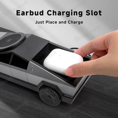 Cybertruck-Inspired 3-in-1 Wireless Charger & Stand for All Cars