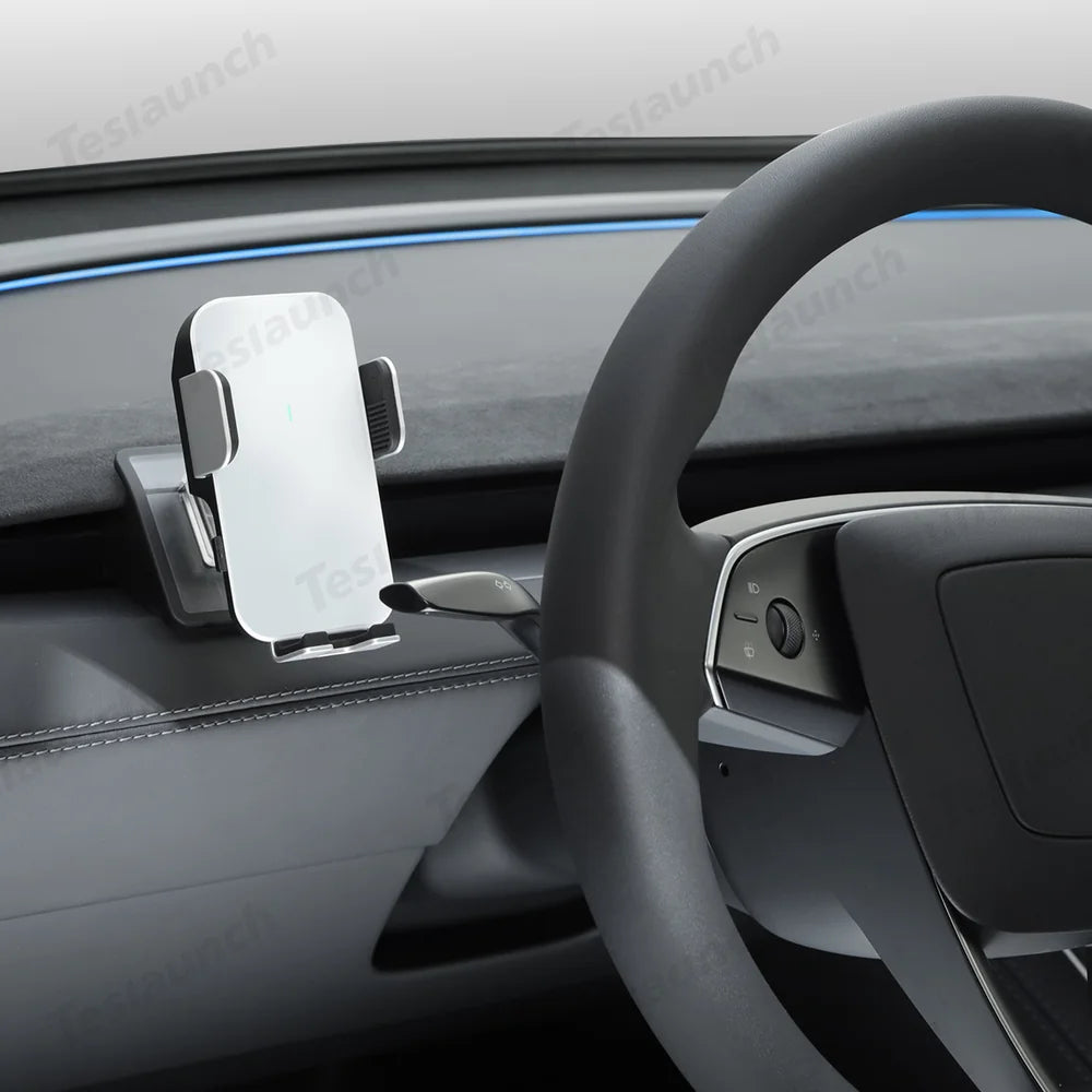 Dashboard Phone Holder with Solar Auto Clamp for Tesla Model Y Juniper 2025+