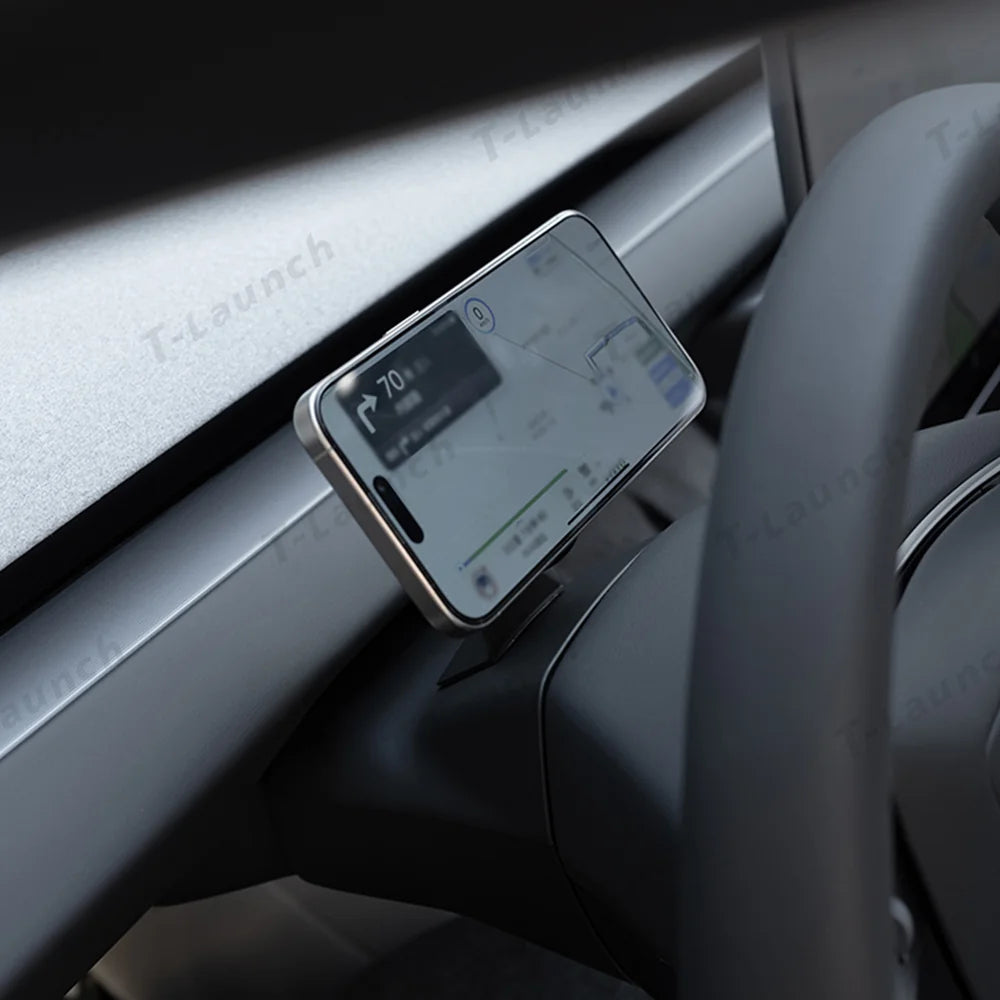 Suport telefon pentru bord Volan Suport telefon magnetic Magsafe pentru încărcare fără fir Pentru Tesla Model 3/Y (2017-2024)