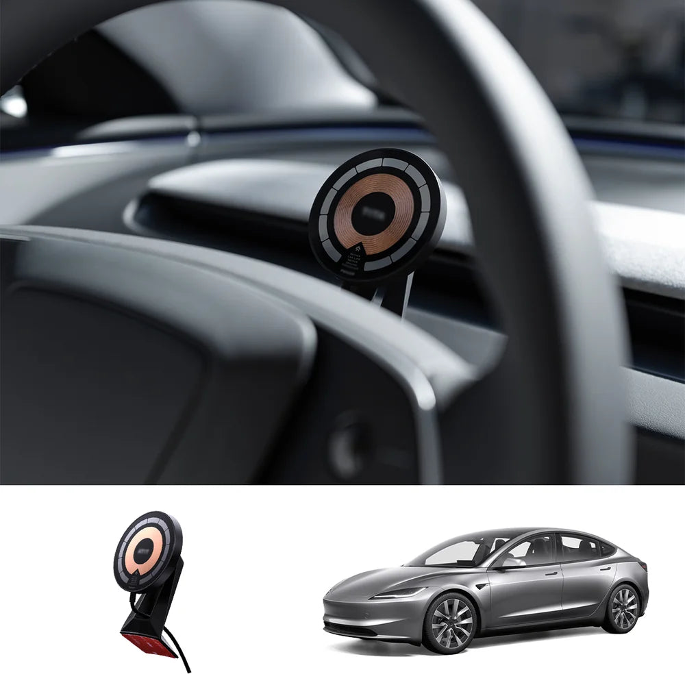 Suport telefon pentru bord Volan Suport telefon magnetic Magsafe pentru încărcare fără fir Pentru Tesla Model 3/Y (2017-2024)