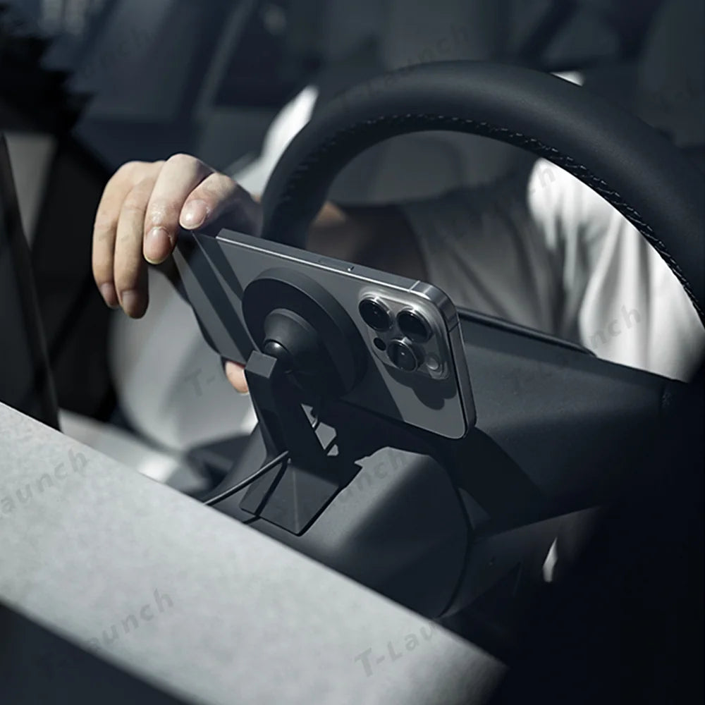 Suport telefon pentru bord Volan Suport telefon magnetic Magsafe pentru încărcare fără fir Pentru Tesla Model 3/Y (2017-2024)