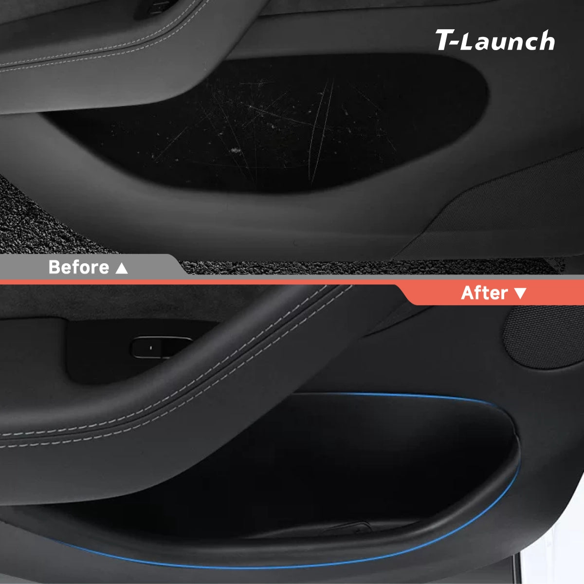 TPE Door Pocket Storage Box with Emergency Release Pull Ring for Tesla Model Y/Y L 2025+ - T-Launch