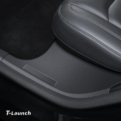 Kolfiberfärg Dörrtröskelskydd + Trunk Tröskelskydd för Tesla Model Y 2021-2024