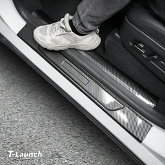 Carbon Fiber Style Door Sill Protectors for Tesla Model Y L 2026+