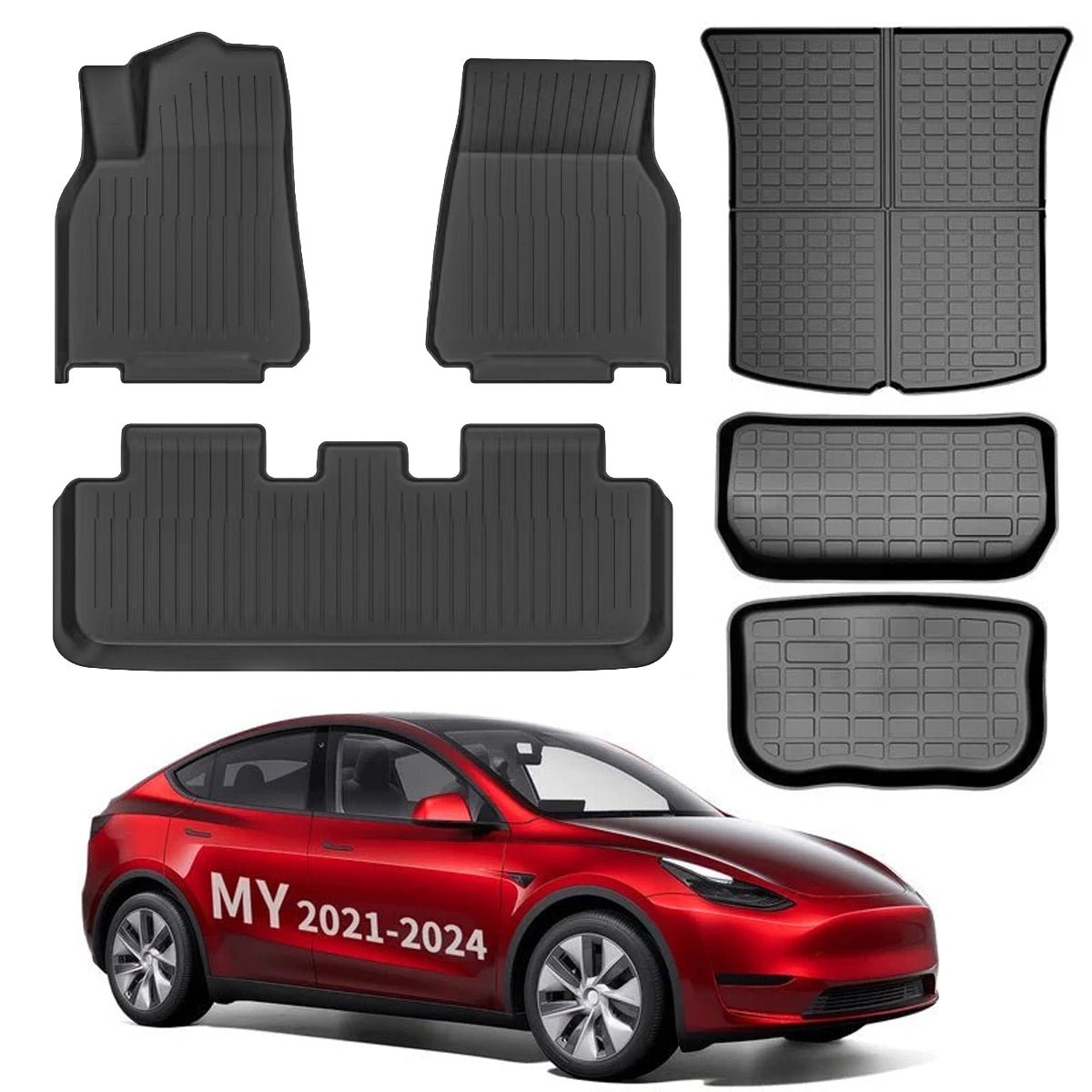 All Weather TPE Interior Floor Mats Cargo Liners Set for Tesla 2021-2024 Model Y - T-Launch