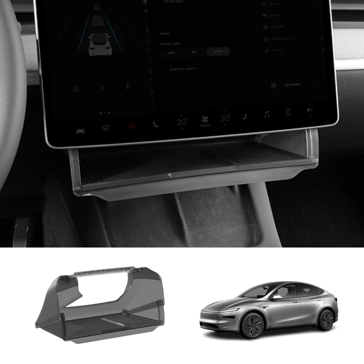 Under Screen Foldable Storage Box for Tesla Model 3/Y 2024+