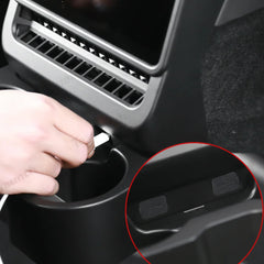 Multi-Functional Foldable Rear Console Cup Holder for Tesla Model Y Juniper 2025+ / Model 3 Highland 2024+