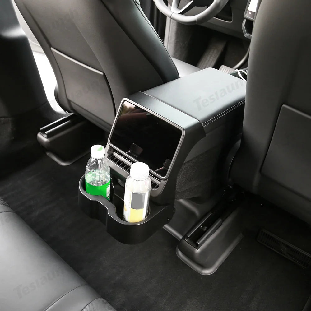 Multi-Functional Foldable Rear Console Cup Holder for Tesla Model Y Juniper 2025+ / Model 3 Highland 2024+