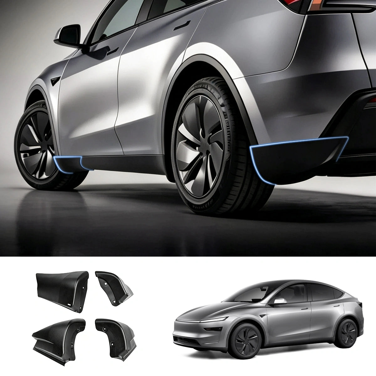 Front & Rear Mud Flap Corner Guards for Tesla Model Y 2020+ / Model YL 2026+