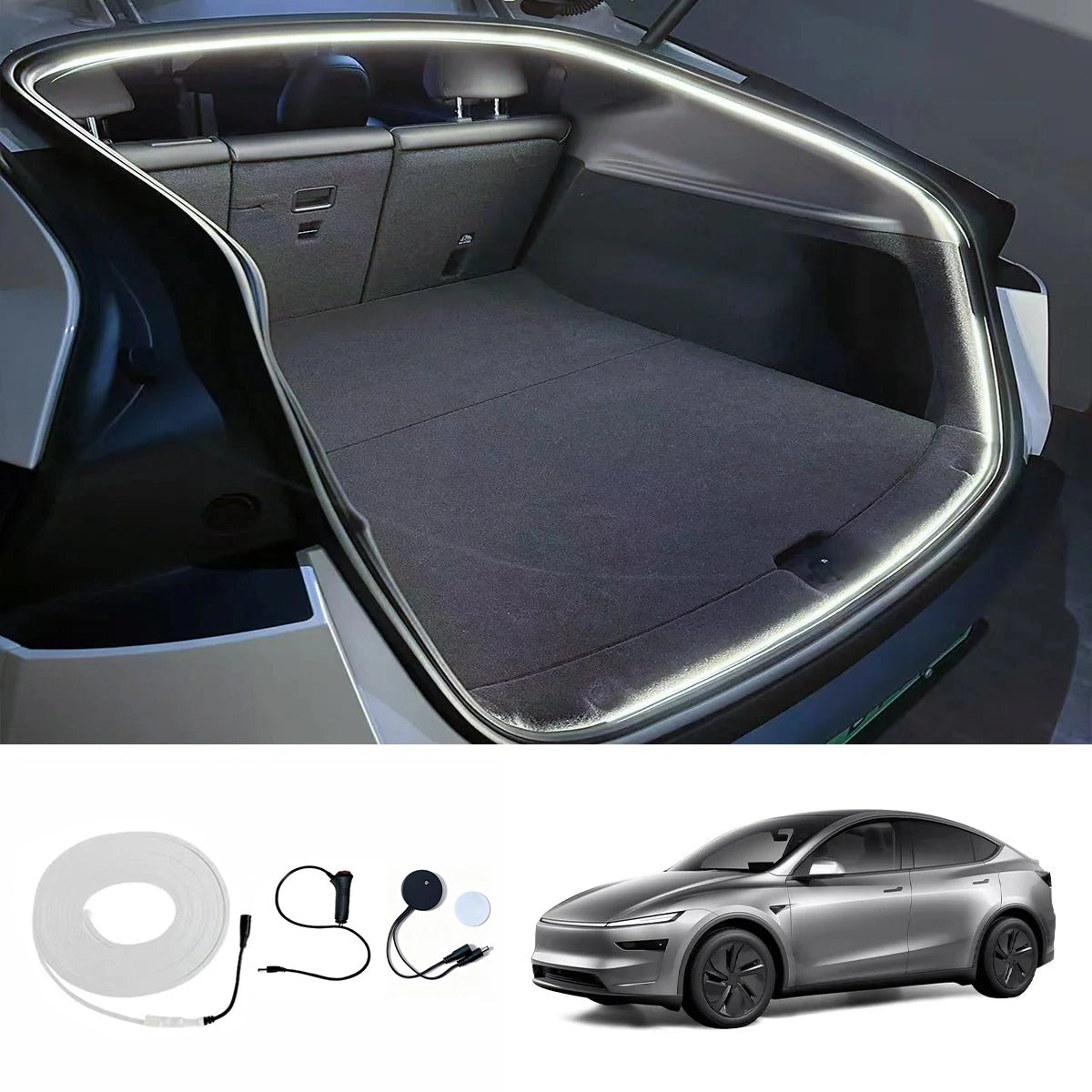 Front & Rear Trunk Ambient Lighting – Soft Glow Upgrade for Tesla Model Y Juniper 2025+