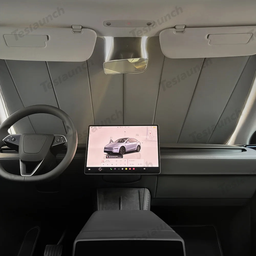 Graphite-Insulated Foldable Front Windshield Sunshade for Tesla Model 3 2017+/ Model Y 2020+
