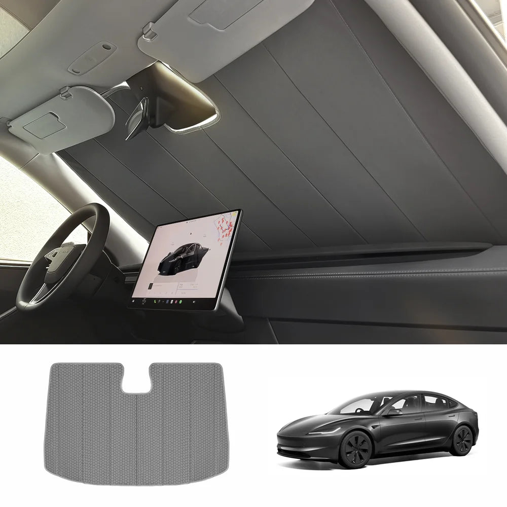 Graphite-Insulated Foldable Front Windshield Sunshade for Tesla Model 3 2017+/ Model Y 2020+