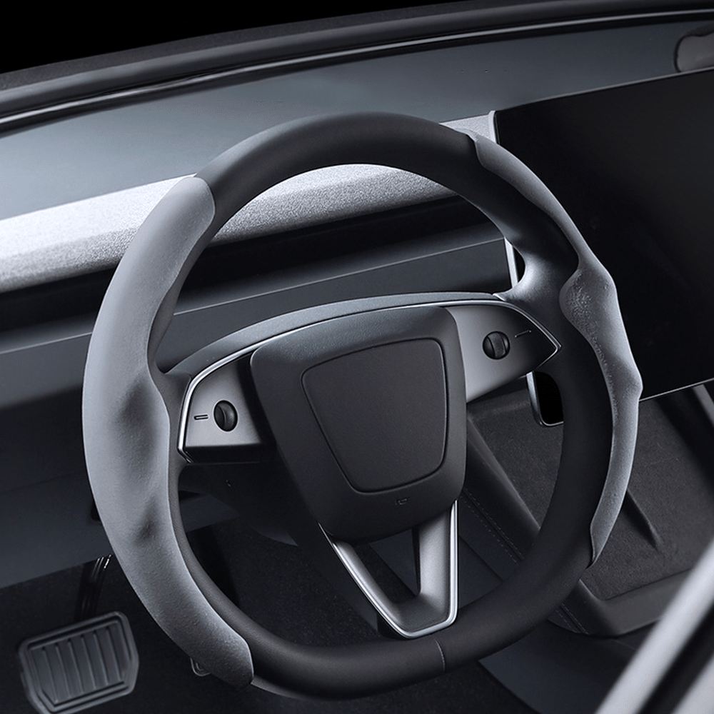 Antislip suède stuurhoes voor Tesla Model Y Juniper 2025+