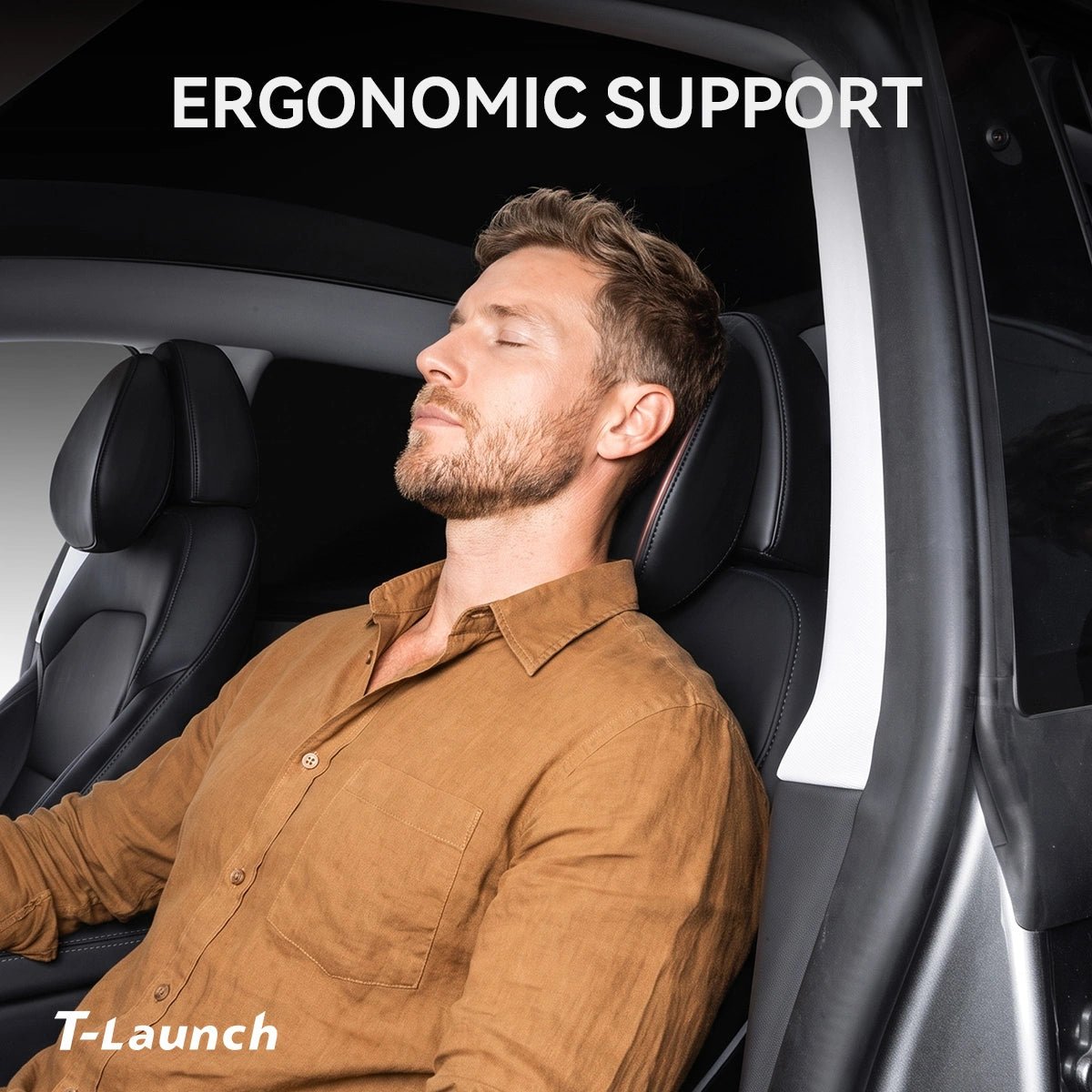 Adjustable Leather Headrest & Neck Support Pillow for Tesla Model 3 2017+ / Model Y 2020+ - T-Launch