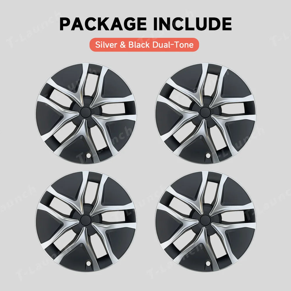 19'' Crossflow Full-Cover Hubcaps Wheel Covers – Arachnid 2.0 Style for Tesla Model Y Juniper 2025+ (Set of 4)