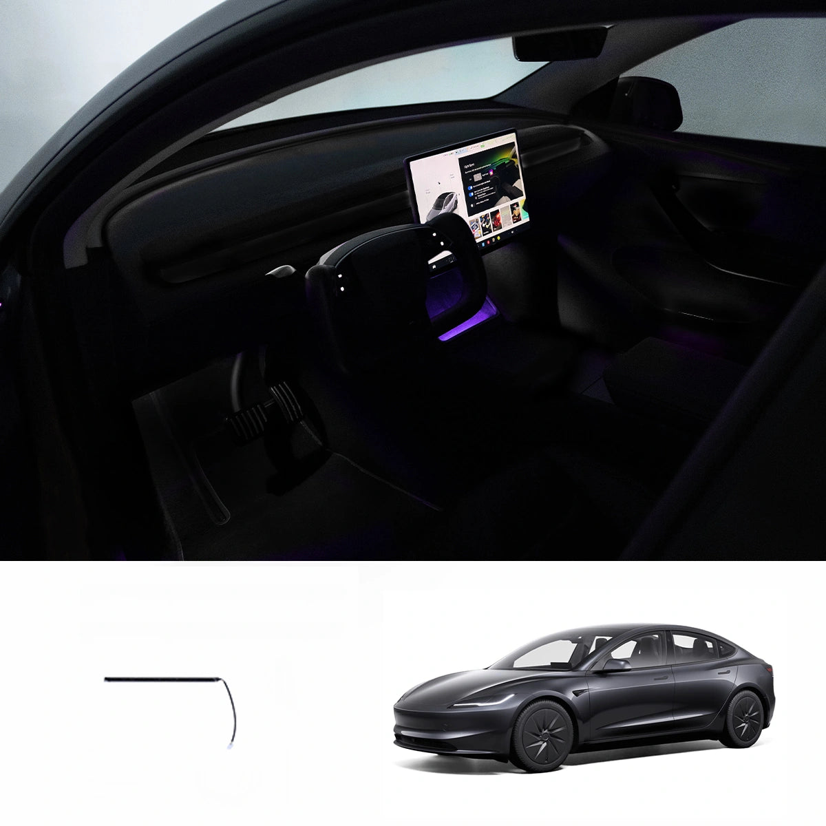 Interior RGB Ambient Lighting Kit for Tesla Model Y Juniper / Model 3 Highland