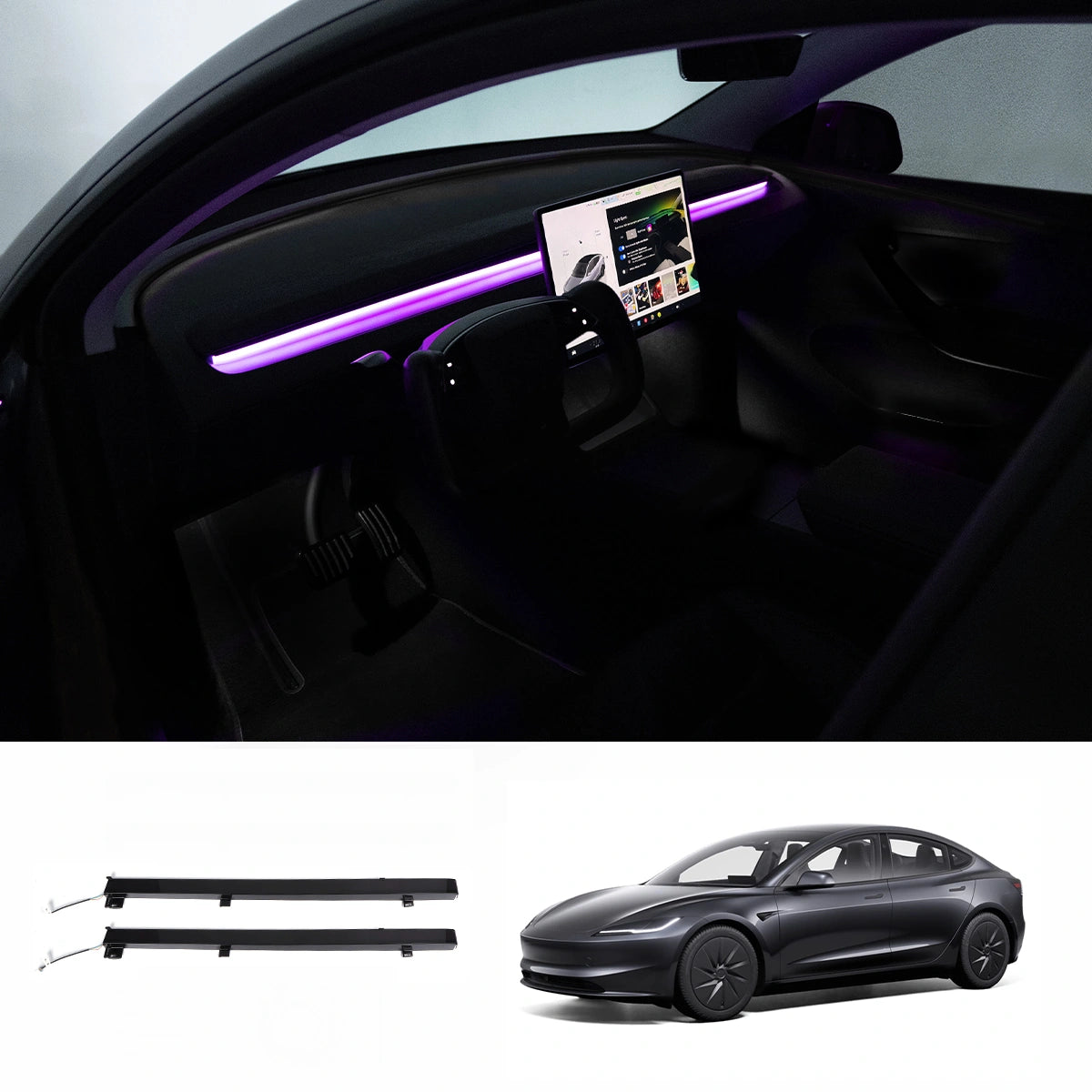 Interior RGB Ambient Lighting Kit for Tesla Model Y Juniper / Model 3 Highland