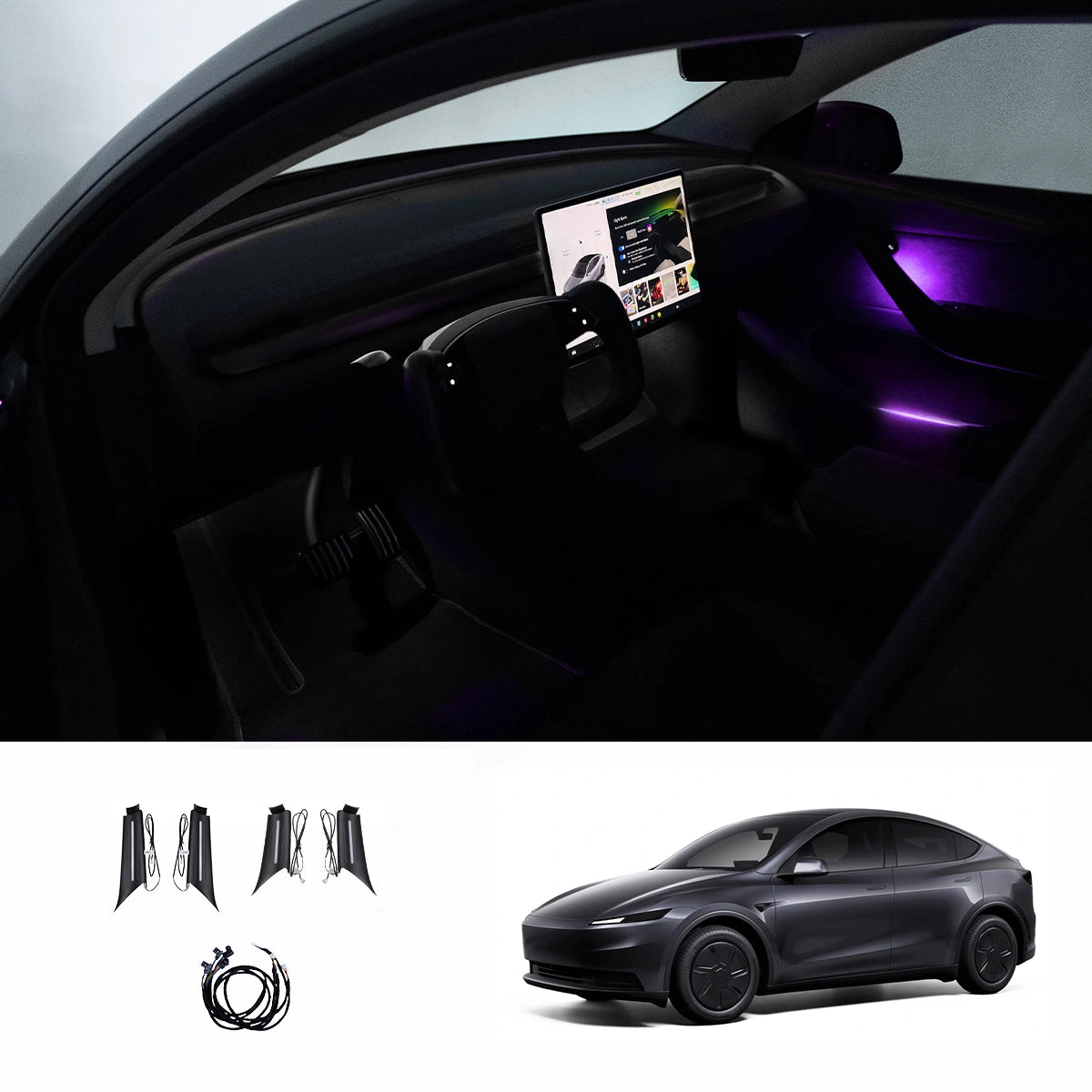 Interior RGB Ambient Lighting Kit for Tesla Model Y Juniper / Model 3 Highland