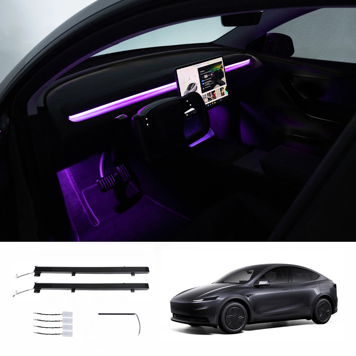 Interior RGB Ambient Lighting Kit for Tesla Model Y Juniper / Model 3 Highland