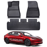Tapete de piso TPE Tesla para todos os climas para 2024+ Modelo 3 Highland