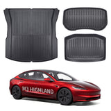 All Weather TPE Interior Floor Mats Cargo Liners Set for Tesla 2024+ Model 3 Highland