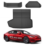 All Weather TPE Interior Floor Mats Cargo Liners Set for Tesla 2022-2024 Model S