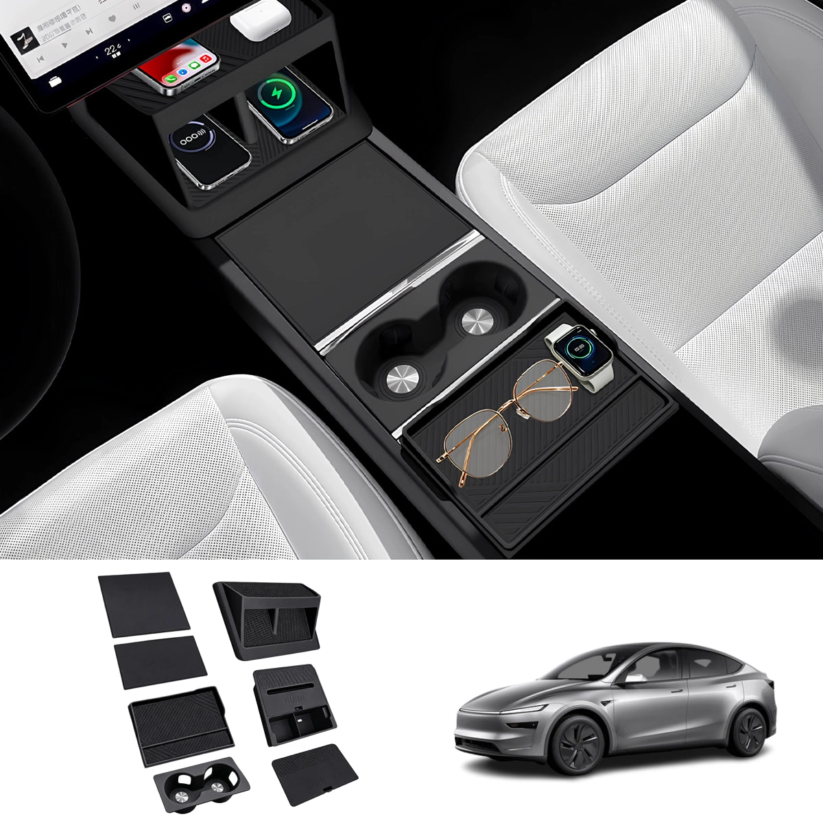 Center Console Organizer & Protector Full Set for Tesla Model Y Juniper 2025+
