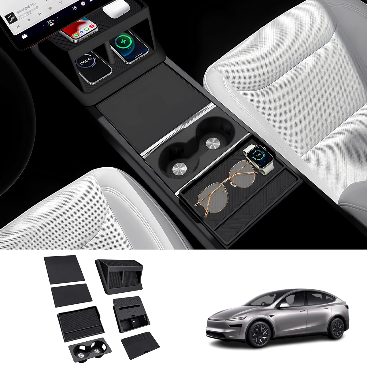 Center Console Organizer & Protector Full Set for Tesla Model Y L 2026+