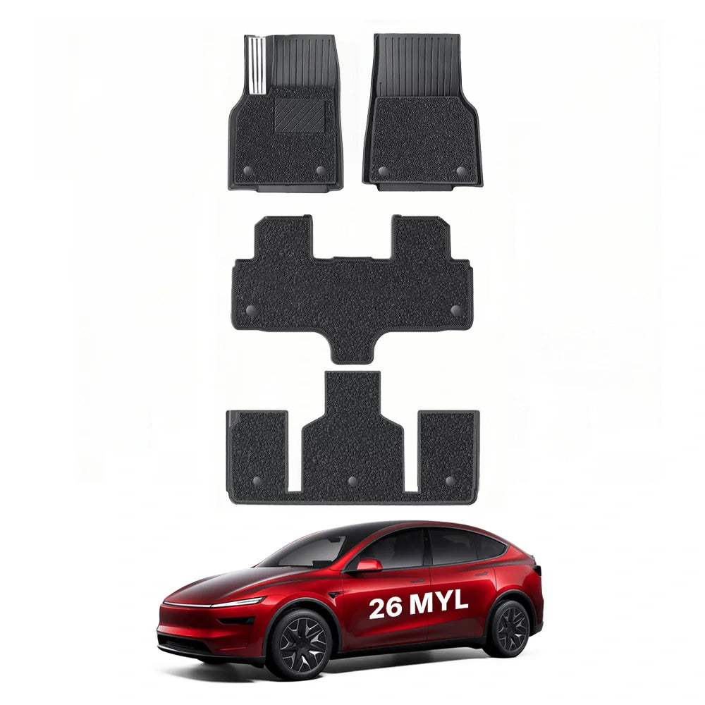 Dual-Layer Floor Mats – TPE + Carpet for Tesla Model YL 6-Seater 2026+