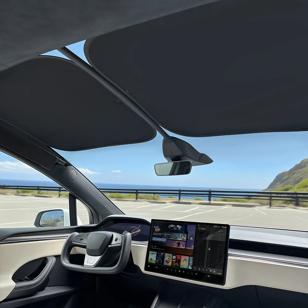 Mesh elektrostatisk adsorptionssoltag solafskærmning til Tesla [[PL170]] X frontsoltag