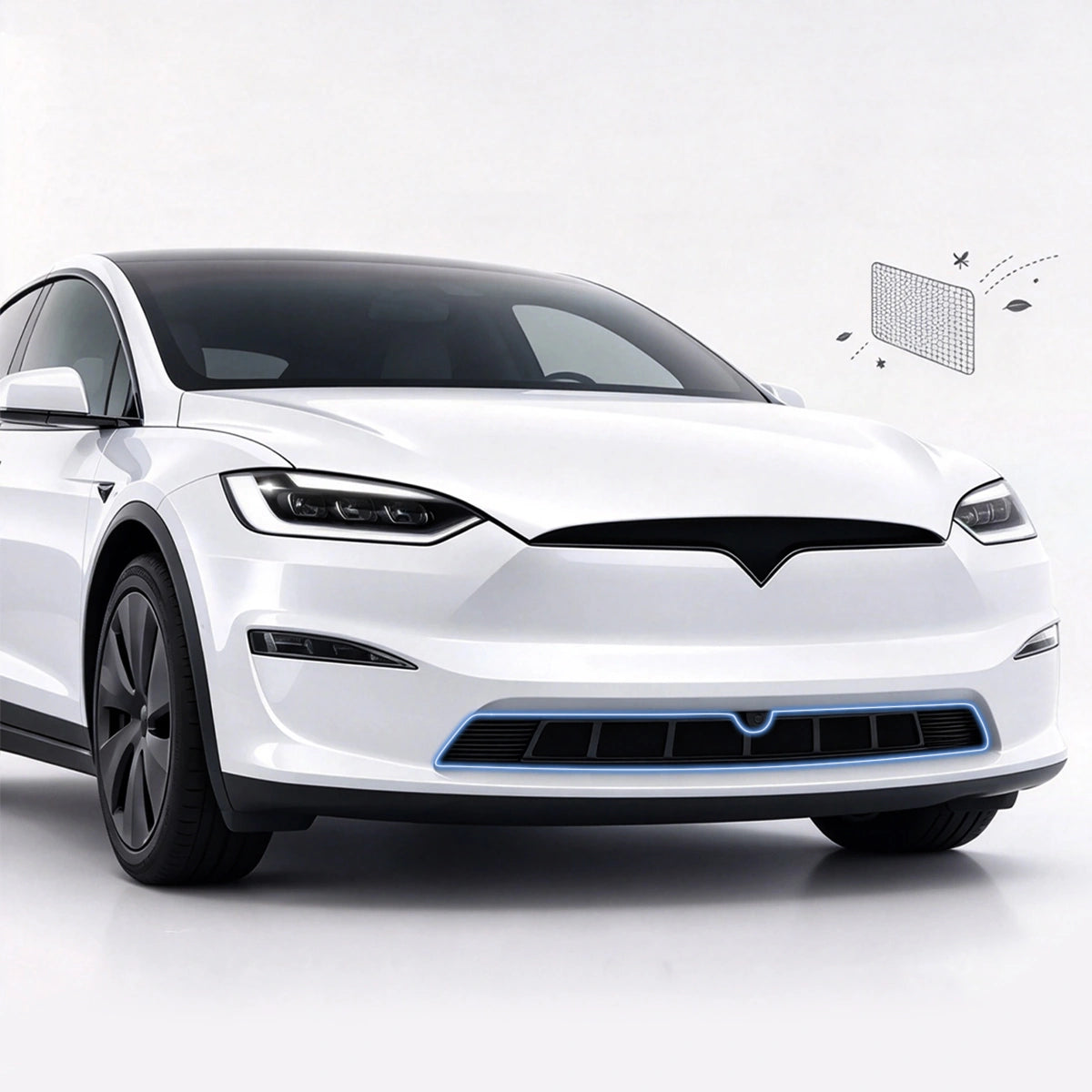 Front Bumper Protective Mesh Grille Panel for Tesla Model X 2026