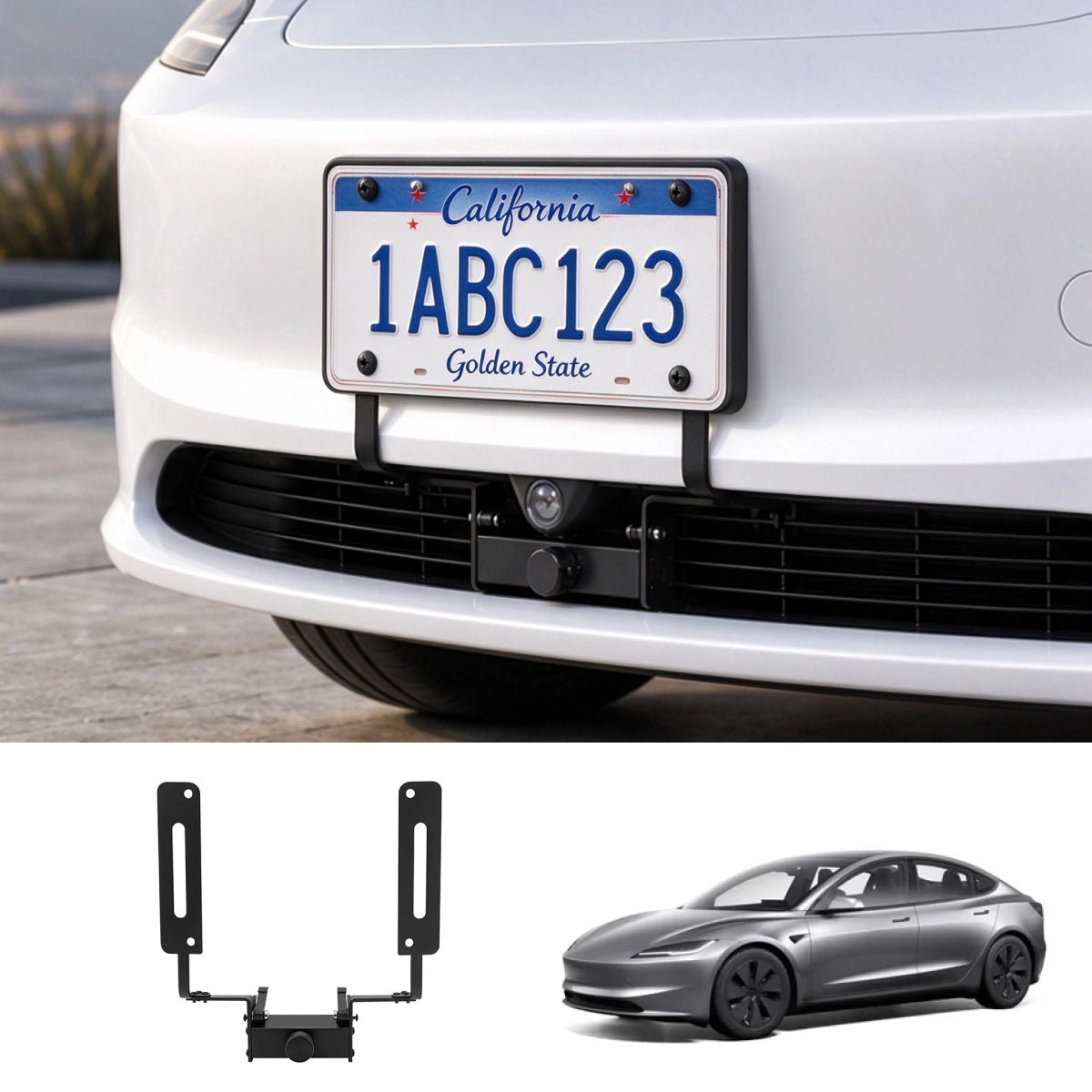 Drill-Free US Standard Front License Plate Holder for Tesla Model 3 Highland 2024+ - T-Launch