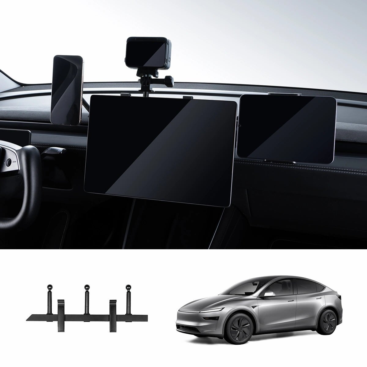 Modular Screen Back Multi‑Device Expansion Mount for Tesla Model 3/Y/S/X/Cybertruck